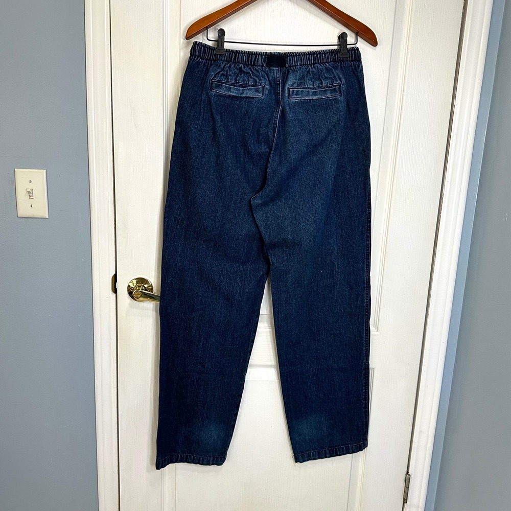 Lands' End Women Blue Denim Elastic Waist Belted Pants 20H Plus Medium Wash - Picture 3 of 10